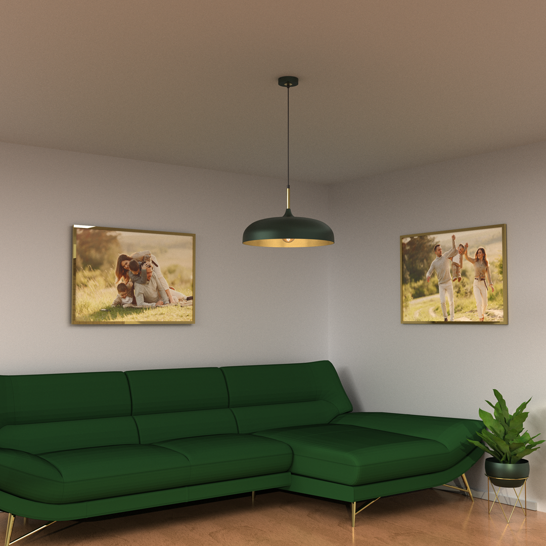 Lincoln Green Pendant Lamp 45 cm Hand Made Scandi Style Gold Interior