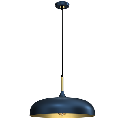 Lincoln Blue Pendant Lamp 45 cm Hand Made Scandi Style Gold Interior