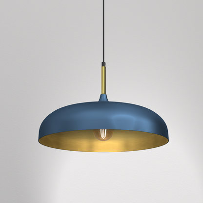 Lincoln Blue Pendant Lamp 45 cm Hand Made Scandi Style Gold Interior