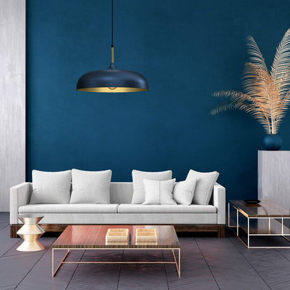 Lincoln Blue Pendant Lamp 45 cm Hand Made Scandi Style Gold Interior
