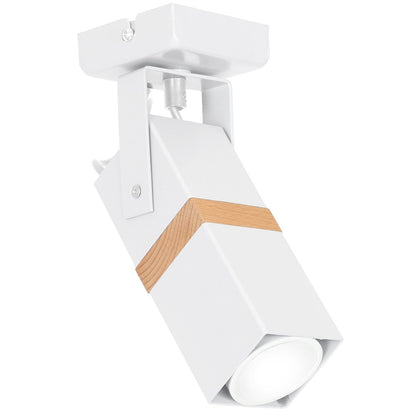 Vidar Hand Made Spot Lamp Black With Natural Wood Cuboid