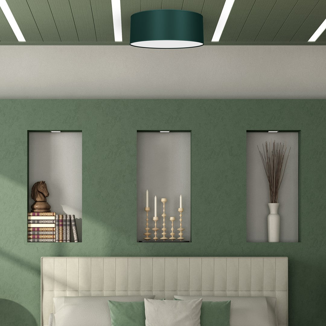 Verde Ceiling Lamp 40cm Hand Made Scandi Style Rich Green Fabric