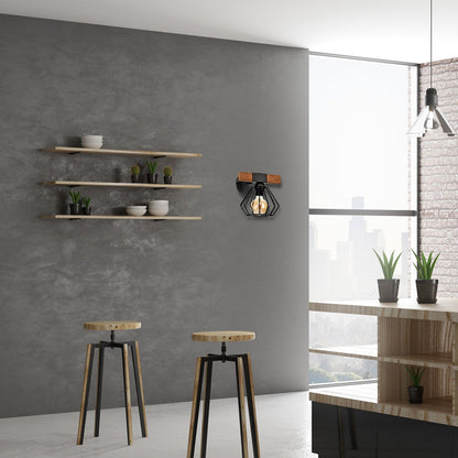 Ulf Matt Black Natural Wood Hand Made Pendant Lamp
