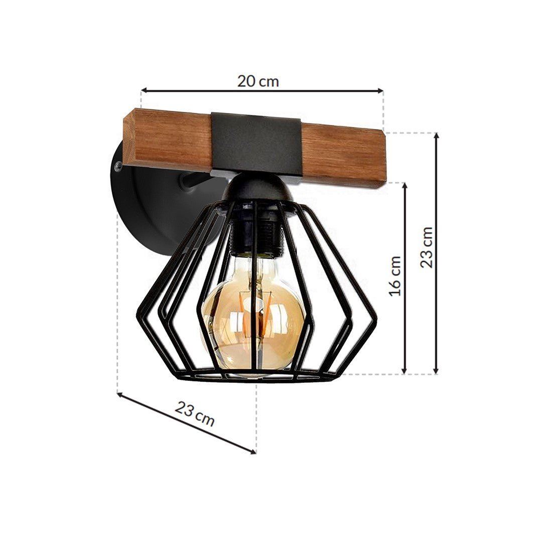 Ulf Matt Black Natural Wood Hand Made Pendant Lamp