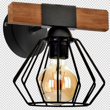 Ulf Matt Black Natural Wood Hand Made Pendant Lamp
