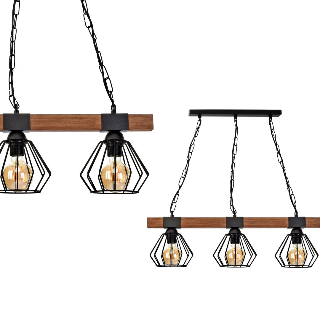 Ulf Matt Black Natural Wood Hand Made Wall Lamp