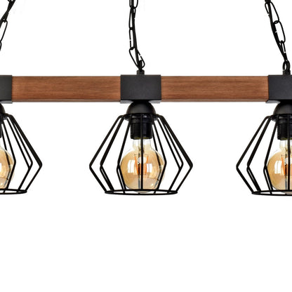 Ulf Matt Black Natural Wood Hand Made Wall Lamp