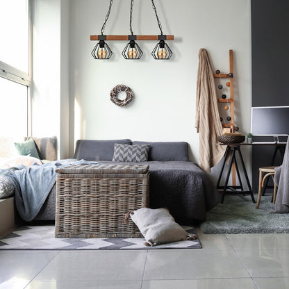 Ulf Matt Black Natural Wood Hand Made Wall Lamp