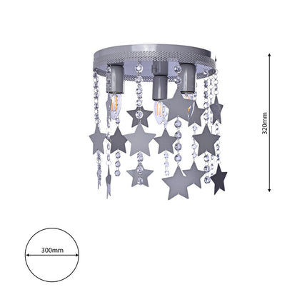 Star Ceiling Lamp Cool Grey Hand Made With Crystals And Stars