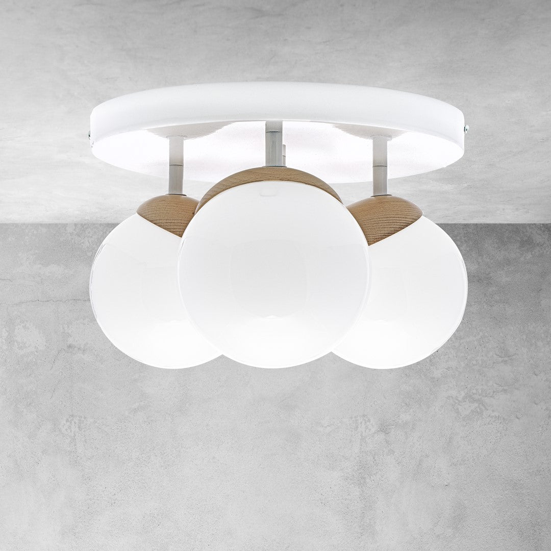 Sfera Ceiling Lamp Hand Made Natural Wood Detail