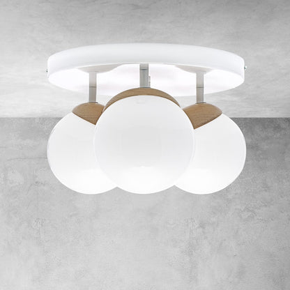Sfera Ceiling Lamp Hand Made Natural Wood Detail