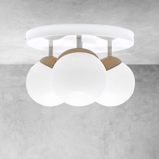 Sfera Ceiling Lamp Hand Made Natural Wood Detail