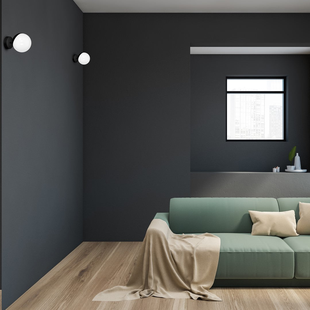 Sfera Ceiling Lamp Hand Made Matt Black White Glass