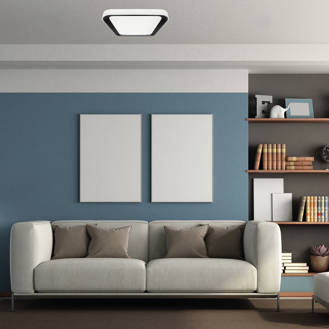 Quadro LED Ceiling Lamp Black 40cm Remote Control