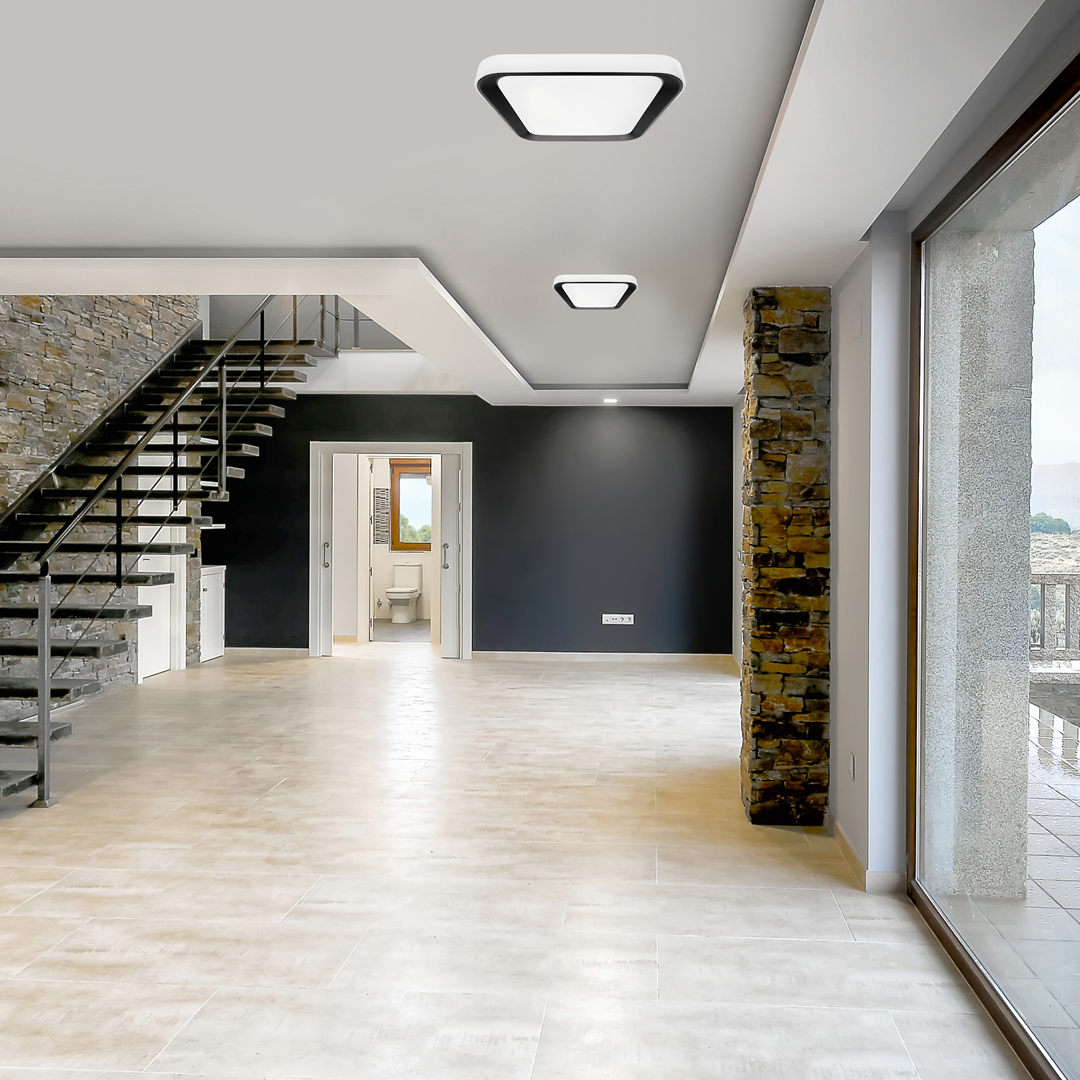 Quadro LED Ceiling Lamp Black 40cm Remote Control