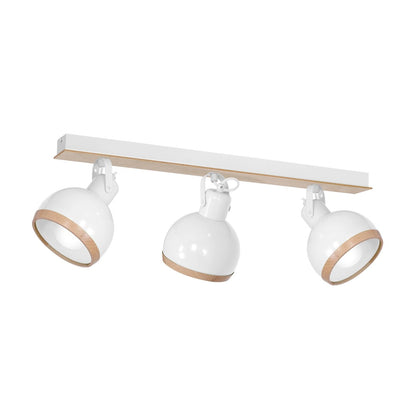 Oval Ceiling Lamp Hand Made White With Natural Wood
