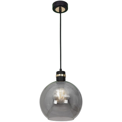 Omega Pendant Lamp Black And Gold Hand Made With Smoked Glass Spheres