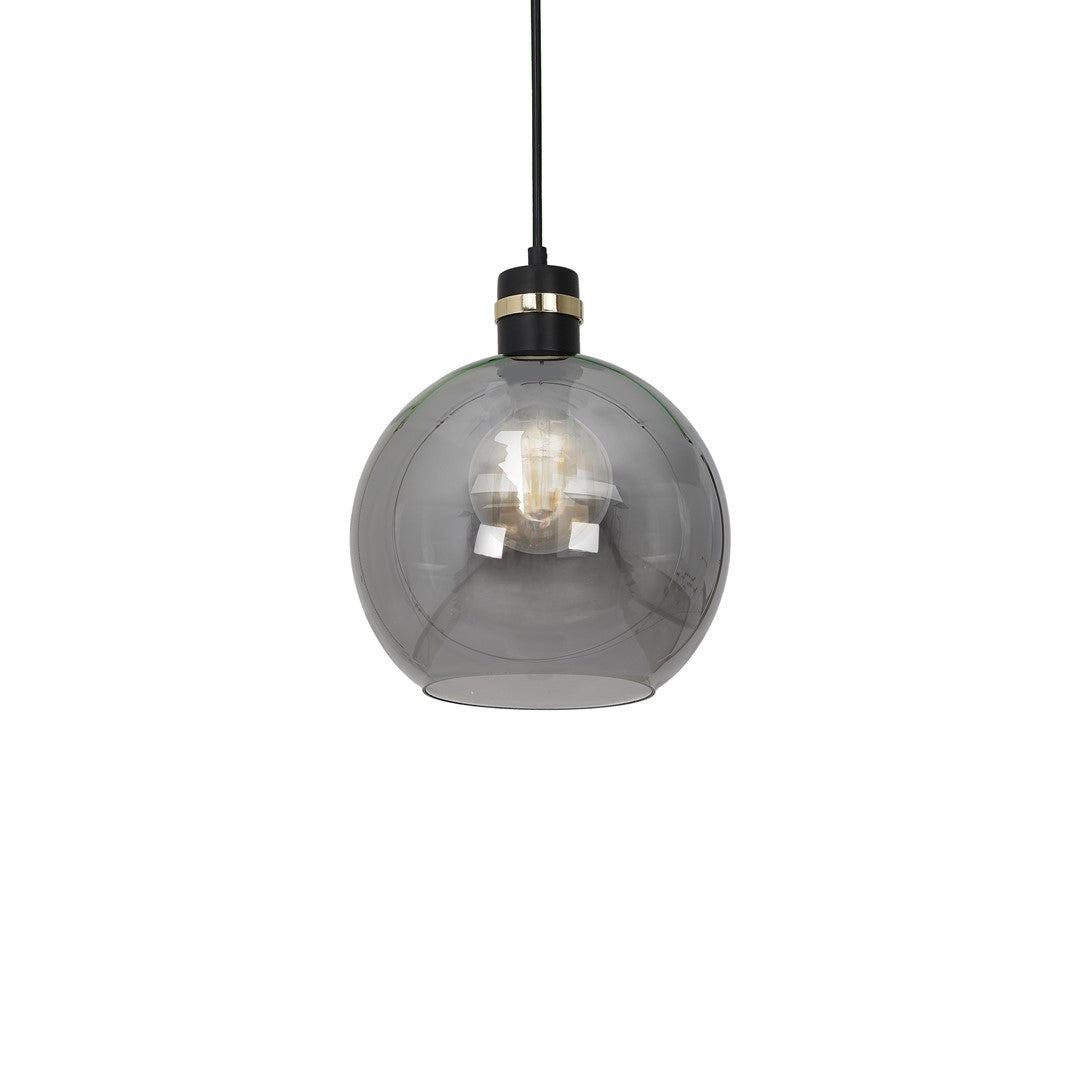 Omega Pendant Lamp Black And Gold Hand Made With Smoked Glass Spheres