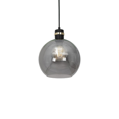 Omega Pendant Lamp Black And Gold Hand Made With Smoked Glass Spheres