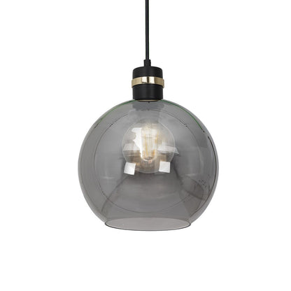 Omega Pendant Lamp Black And Gold Hand Made With Smoked Glass Spheres