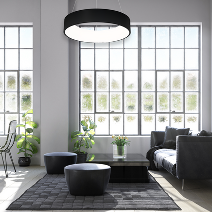 Ohio Matt Black LED Pendant Lamp 45cm Adjustable