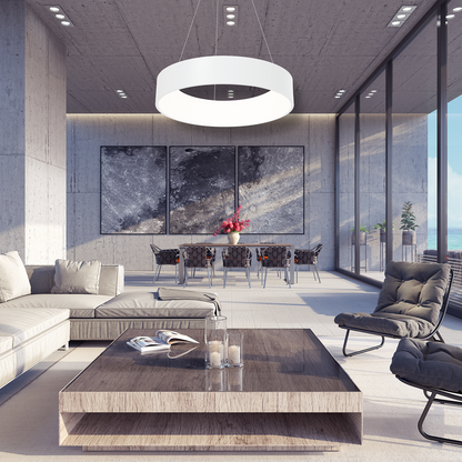 Ohio Matt White LED Pendant Lamp 45cm Adjustable