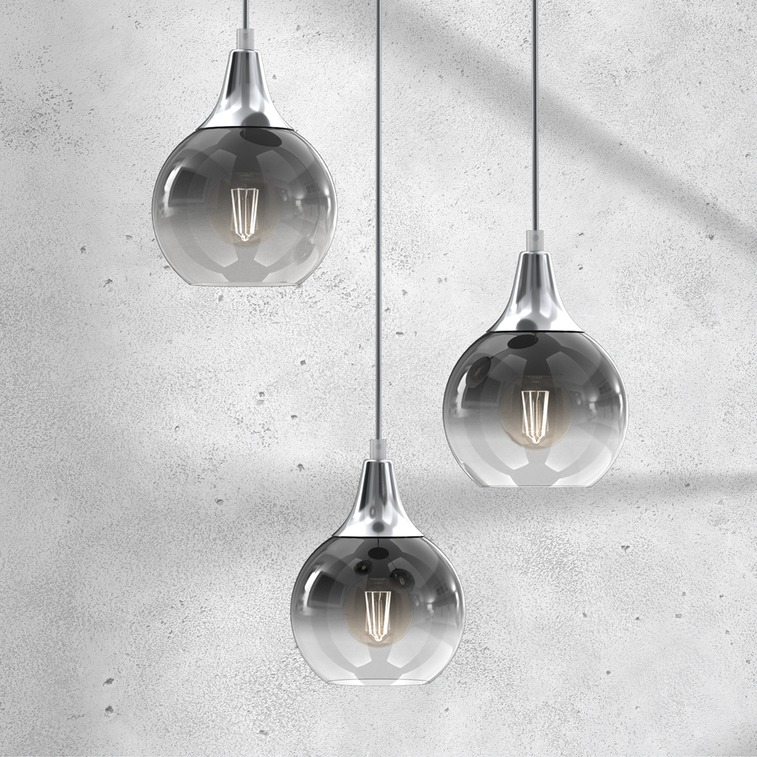 Monte Hand Made Designer Pendant Lamp Smoked Glass Shades