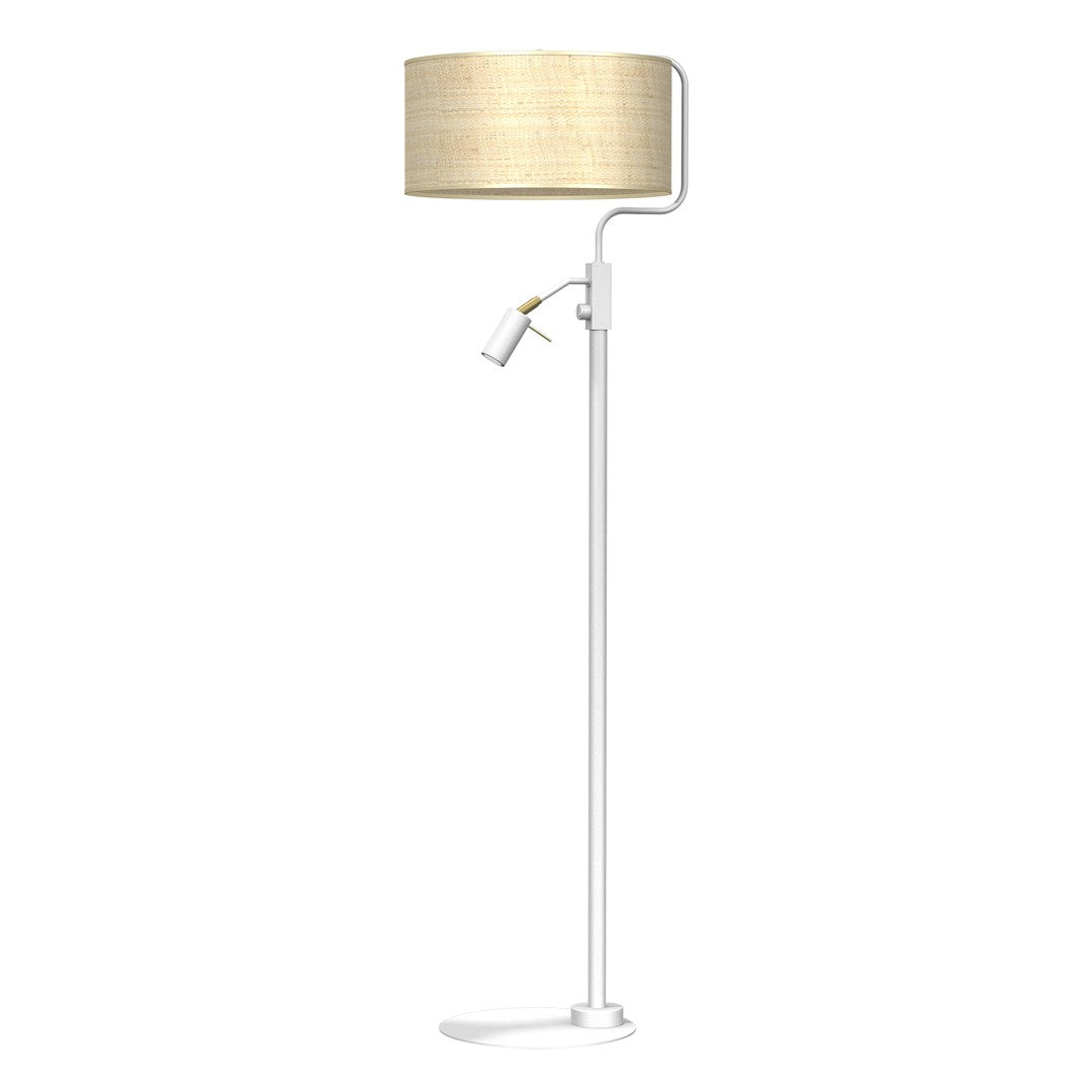 Marshall Hand Made Floor Lamp Natural Rattan Coloured Fabric