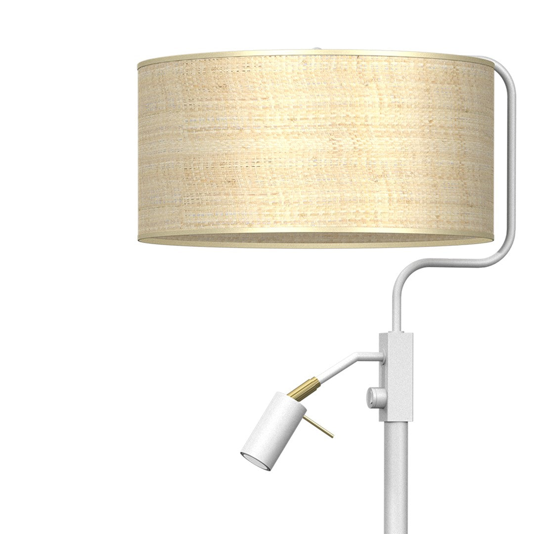 Marshall Hand Made Floor Lamp Natural Rattan Coloured Fabric