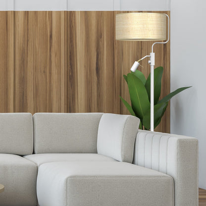 Marshall Hand Made Floor Lamp Natural Rattan Coloured Fabric
