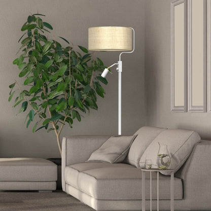 Marshall Hand Made Floor Lamp Natural Rattan Coloured Fabric