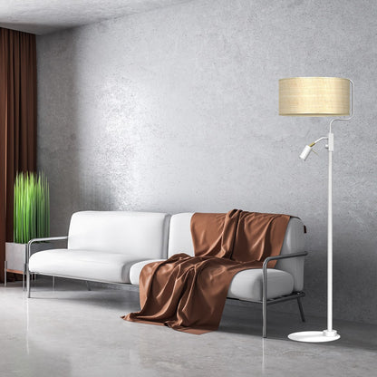 Marshall Hand Made Floor Lamp Natural Rattan Coloured Fabric