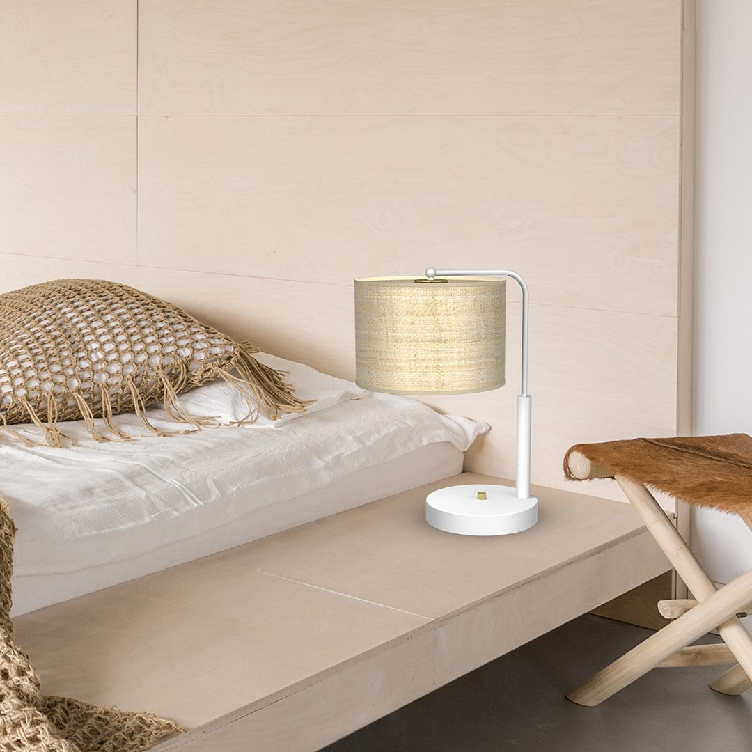 Marshall Hand Made Table Lamp Natural Rattan Coloured Fabric
