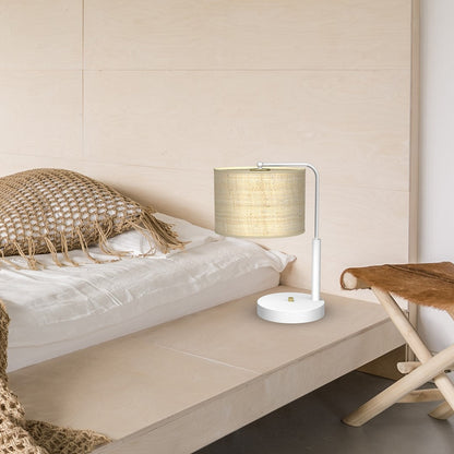 Marshall Hand Made Table Lamp Natural Rattan Coloured Fabric