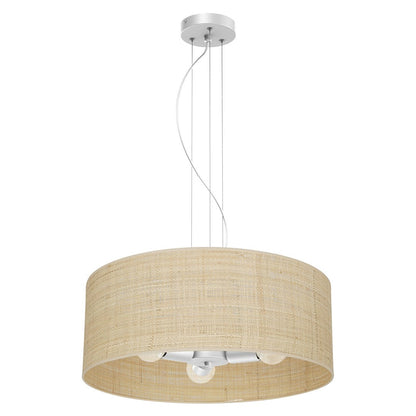 Marshall Hand Made Pendant Lamp Natural Rattan Coloured Fabric