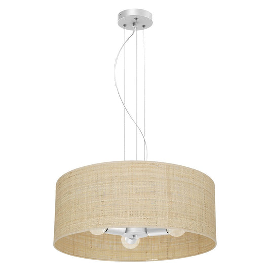 Marshall Hand Made Pendant Lamp Natural Rattan Coloured Fabric