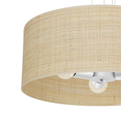 Marshall Hand Made Pendant Lamp Natural Rattan Coloured Fabric