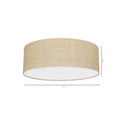 Marshall Hand Made Ceiling Lamp Natural Rattan Coloured Fabric