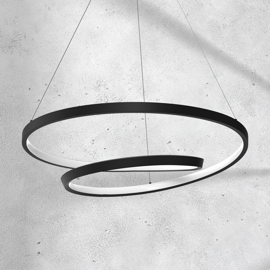 Lucero LED Designer Pendant Lamp Black 50cm