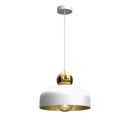 Harald Hand Made Pendant Lamp Matt White Luxurious Gold Detail