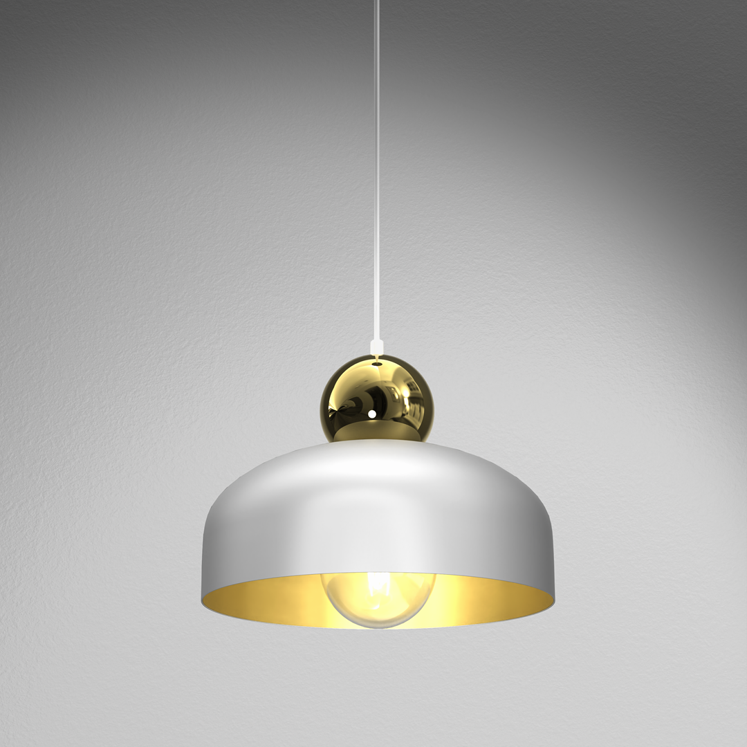 Harald Hand Made Pendant Lamp Matt White Luxurious Gold Detail