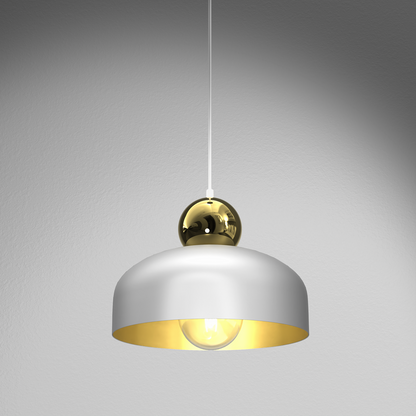 Harald Hand Made Pendant Lamp Matt White Luxurious Gold Detail