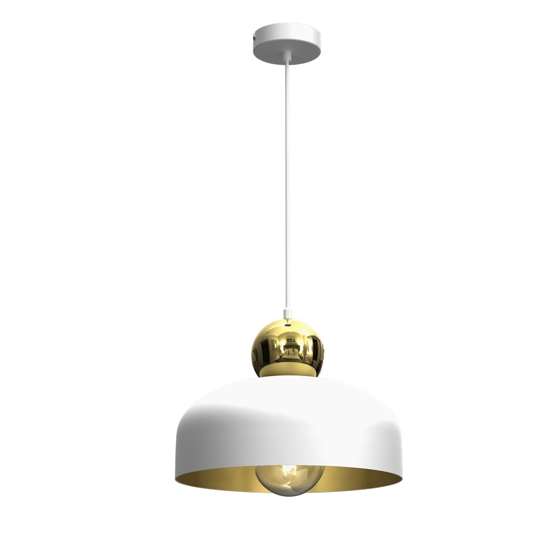 Harald Hand Made Pendant Lamp Matt White Luxurious Gold Detail