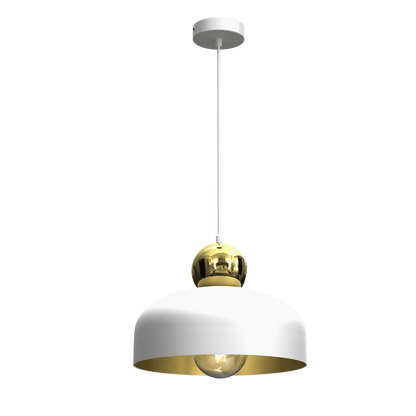 Harald Hand Made Pendant Lamp Matt White Luxurious Gold Detail