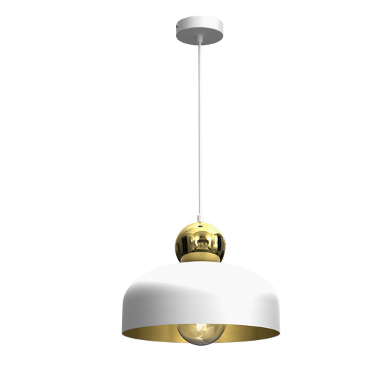 Harald Hand Made Pendant Lamp Matt White Luxurious Gold Detail