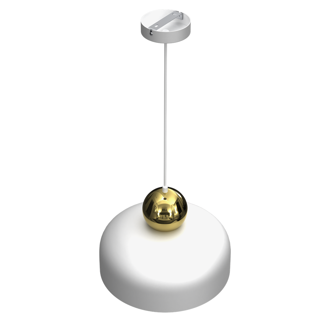 Harald Hand Made Pendant Lamp Matt White Luxurious Gold Detail