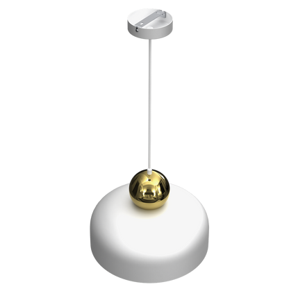 Harald Hand Made Pendant Lamp Matt White Luxurious Gold Detail