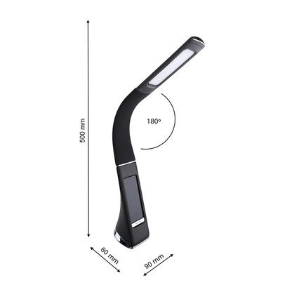 Gala Stylish Desk Lamp Black With Clock And Themometer