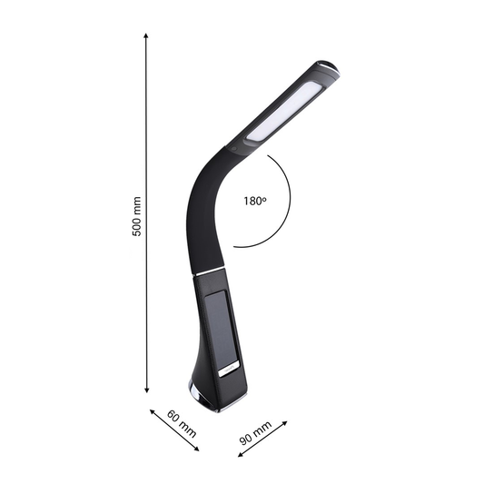 Gala Stylish Desk Lamp Black With Clock And Themometer
