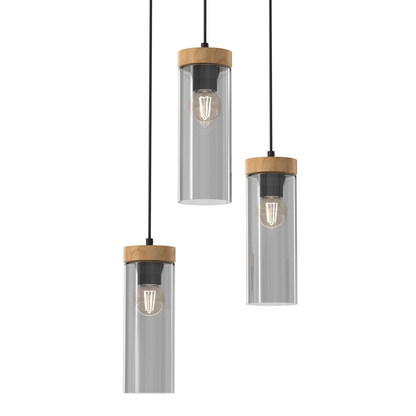 Elica Designer Pendant Hand Made Smoked Glass Cylindrical Shades